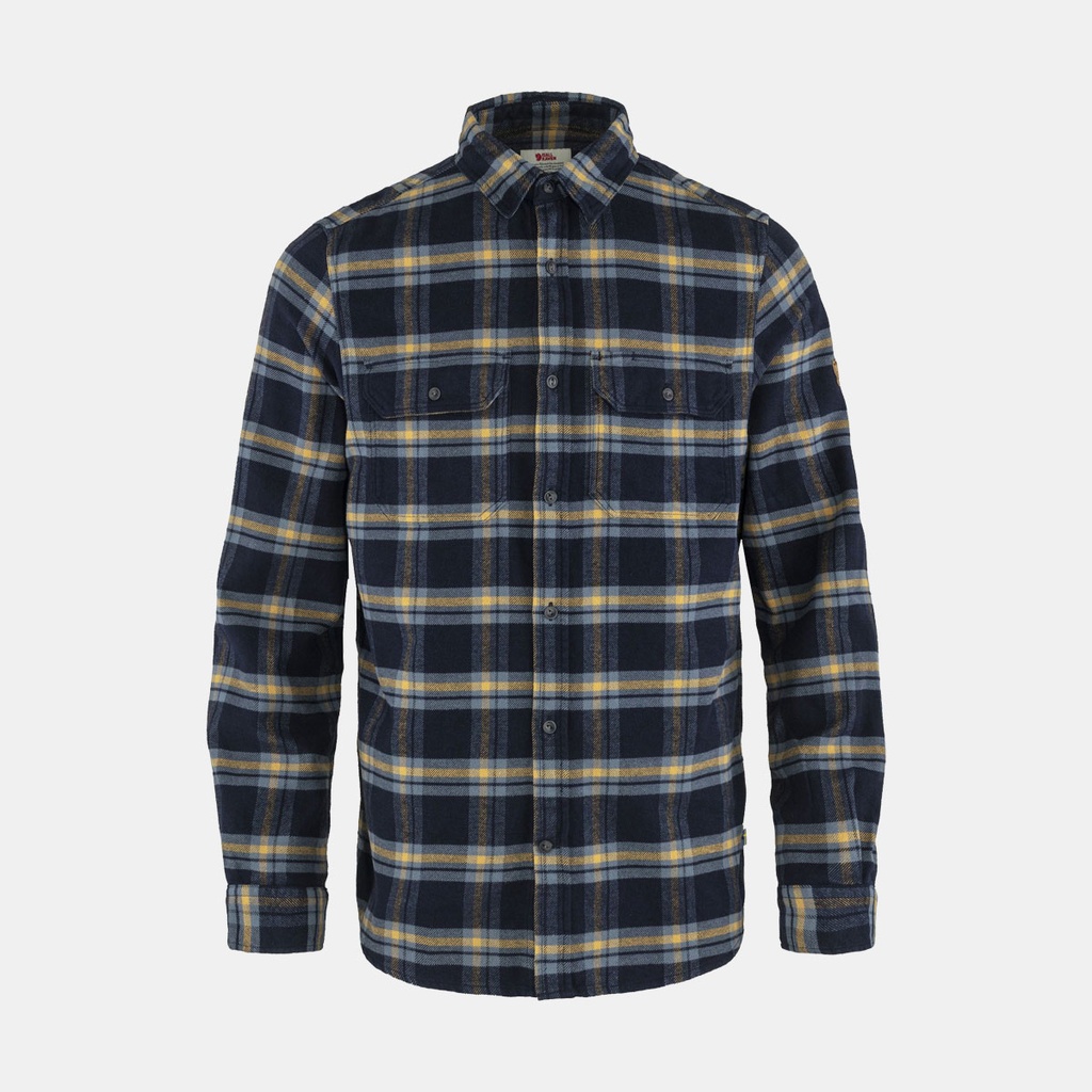 Ovik Heavy Flannel Shirt Dark Navy / Buckwheat Brown