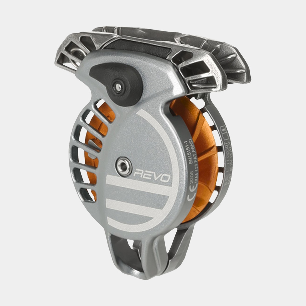 Revo Belay Device Gunmetal / Tangerine