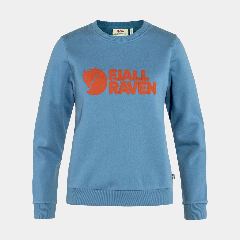 Fjällräven Logo Sweater Women Dawn Blue / Terracotta Brown