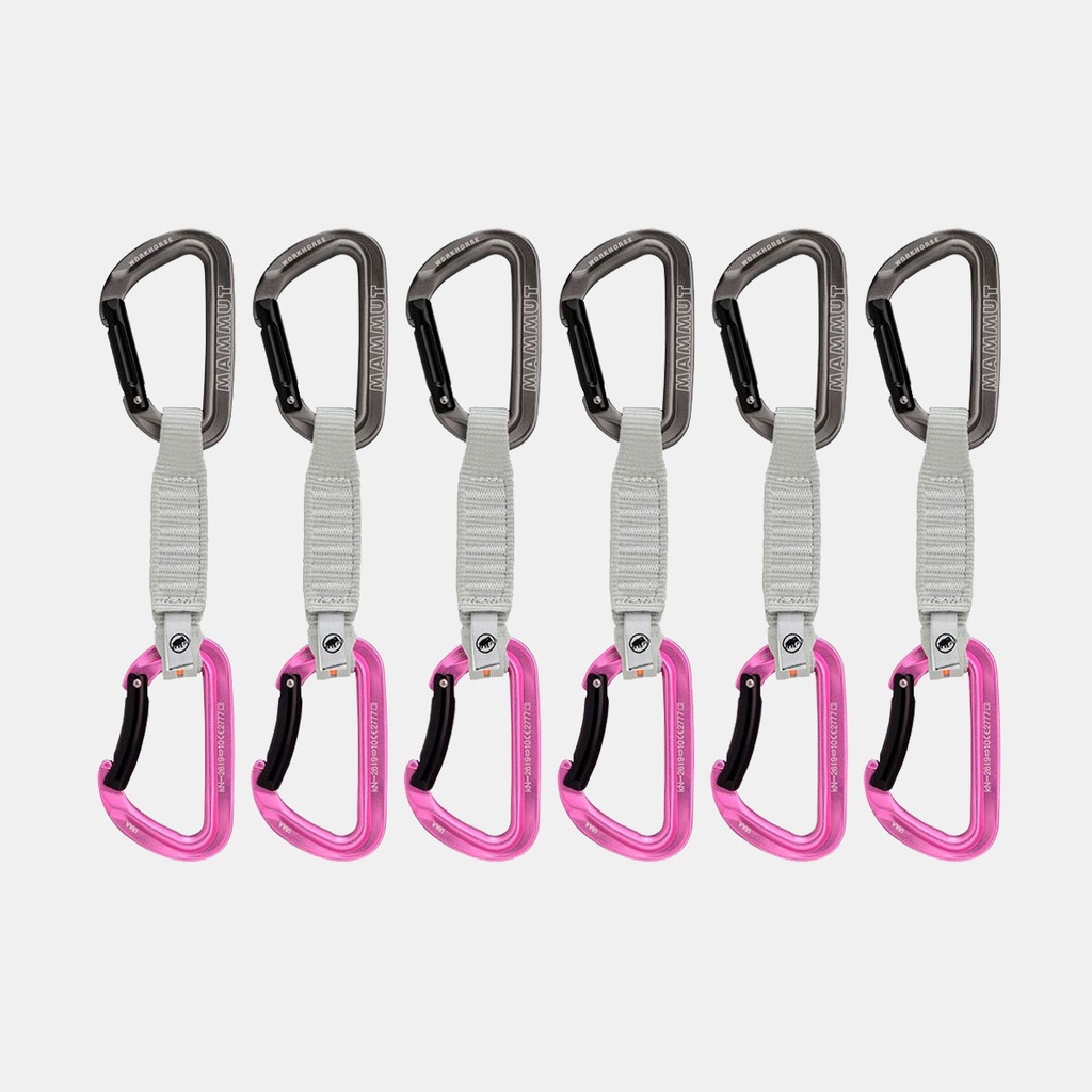6 Pack Workhorse Keylock Quickdraws 12 cm Grey / Pink