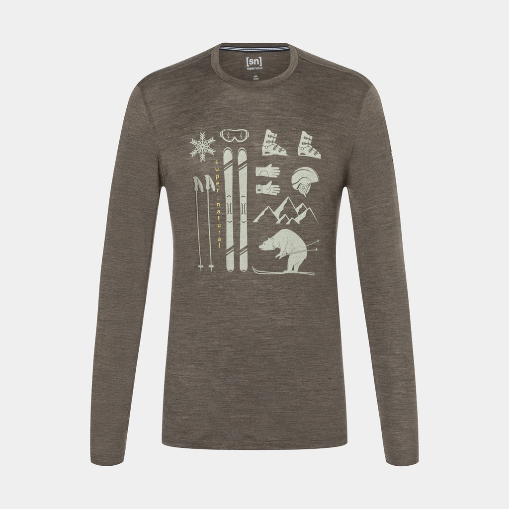 Skiing Bear Long Sleeves Wren Melange / Seneca / Lemon