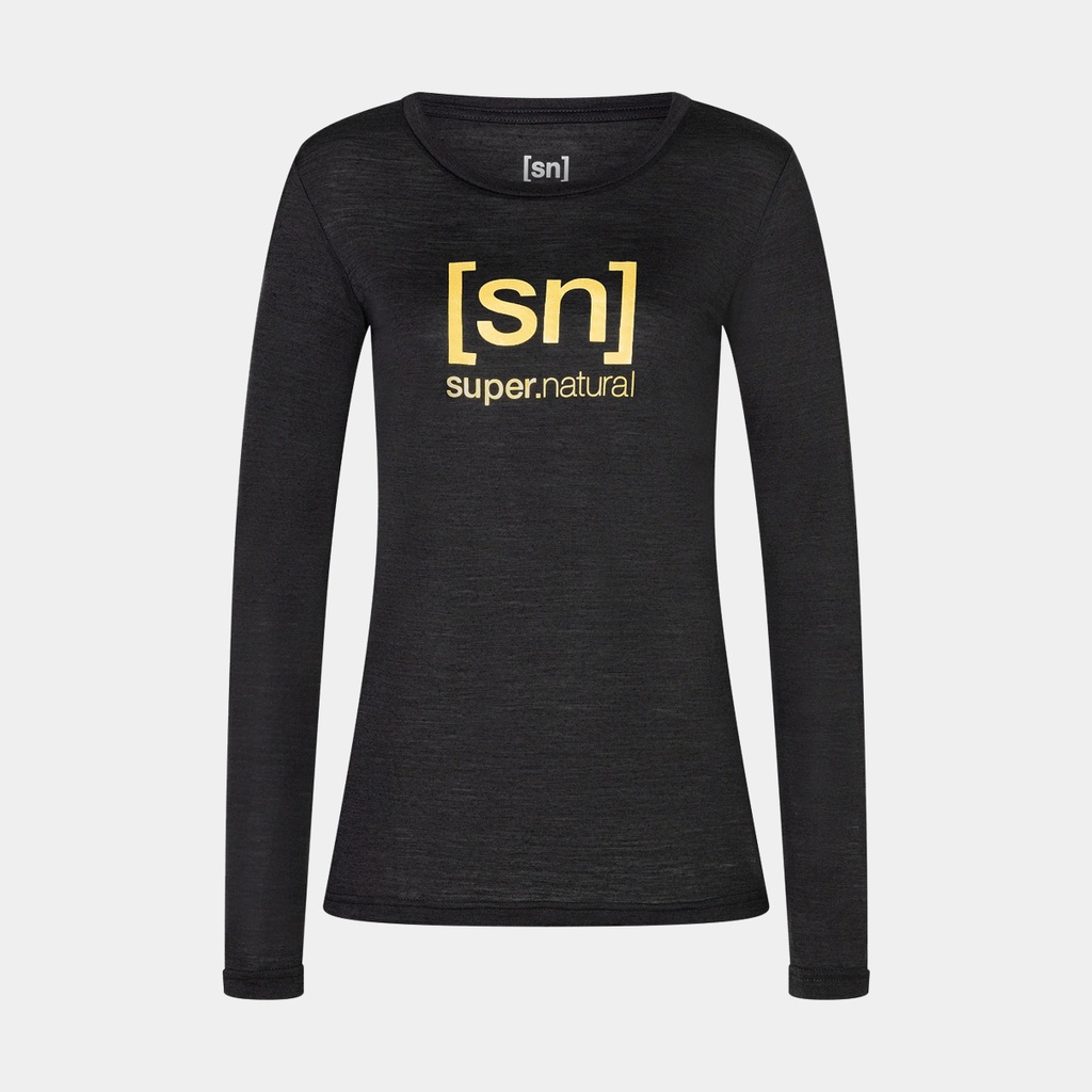 The Essential Logo Long Sleeves Women Jet Black Melange / Gold