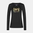 The Essential Logo Long Sleeves Women Jet Black Melange / Gold