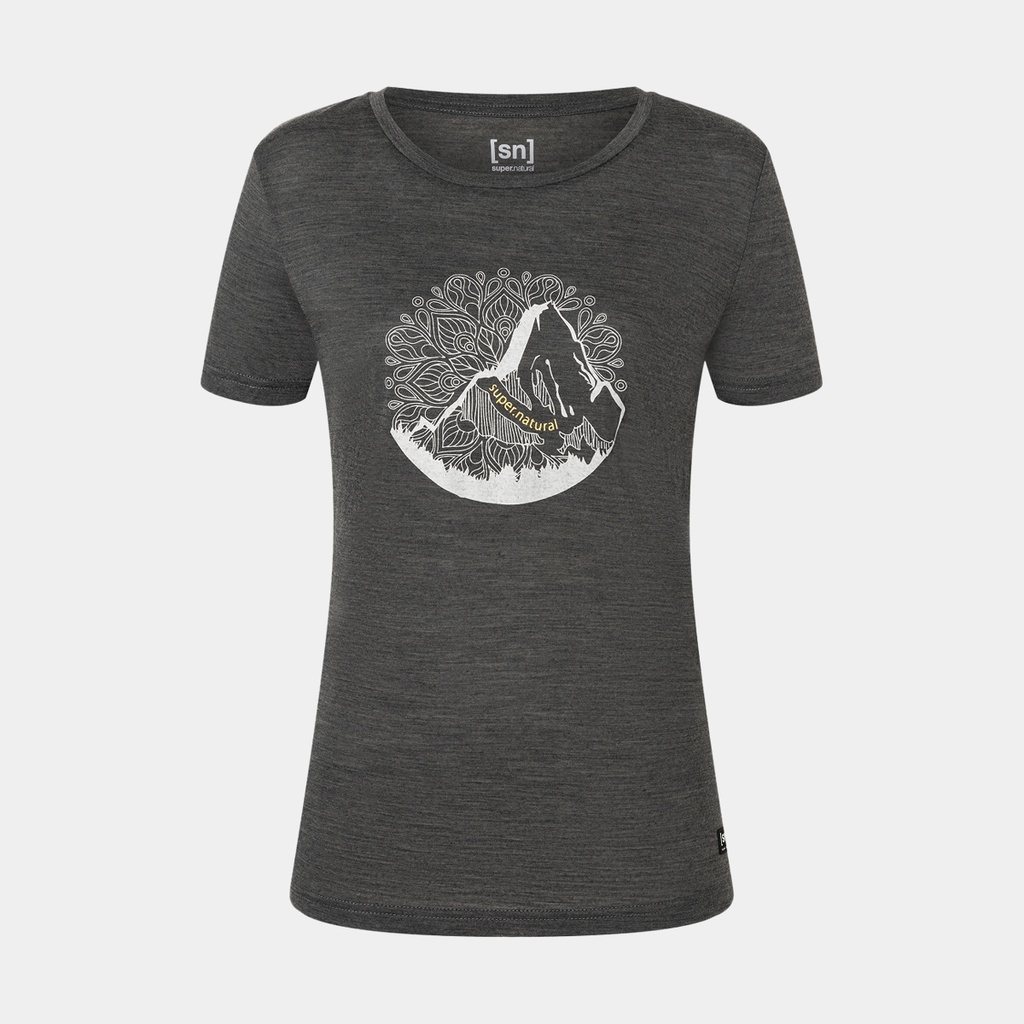 Mandala Mountain Tee Women Pirate Grey Melange / Feather Grey / Gold