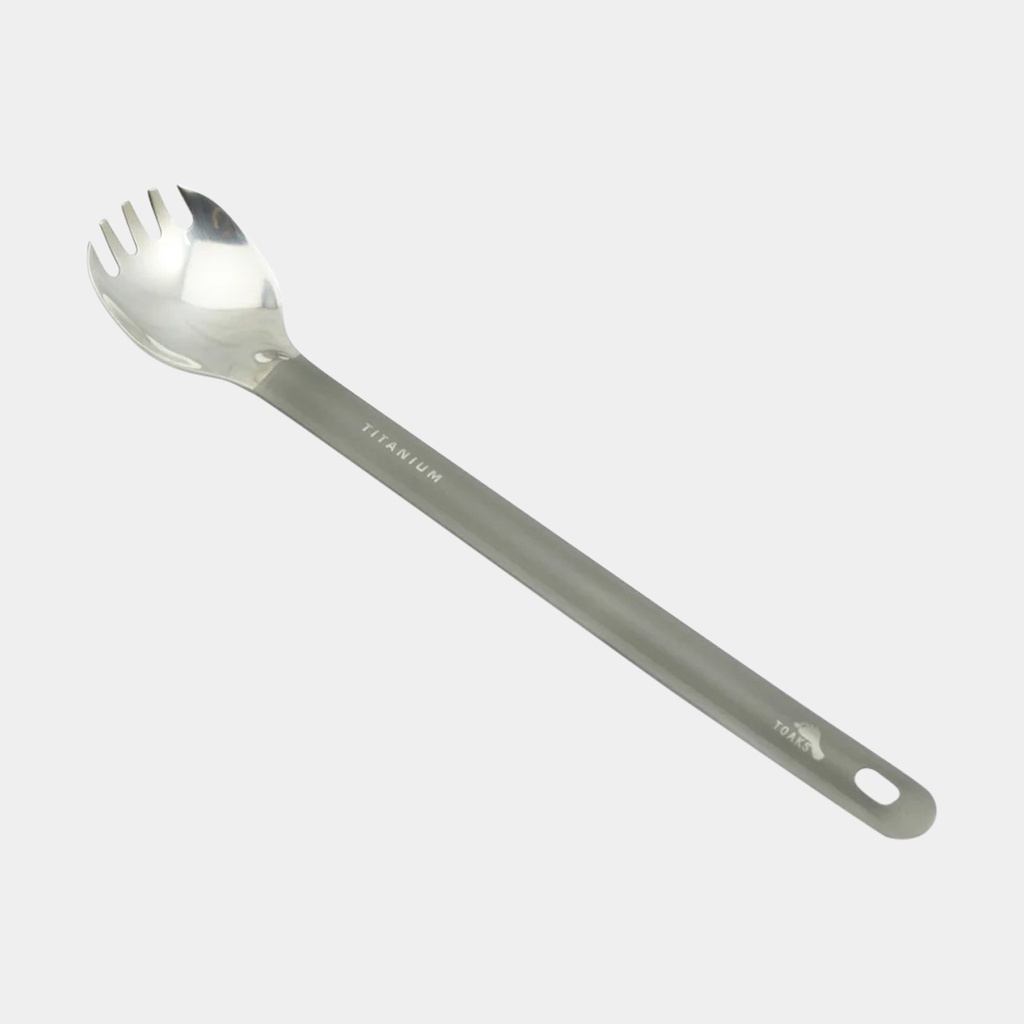 Titanium Long Handle Spork with Polished Bowl