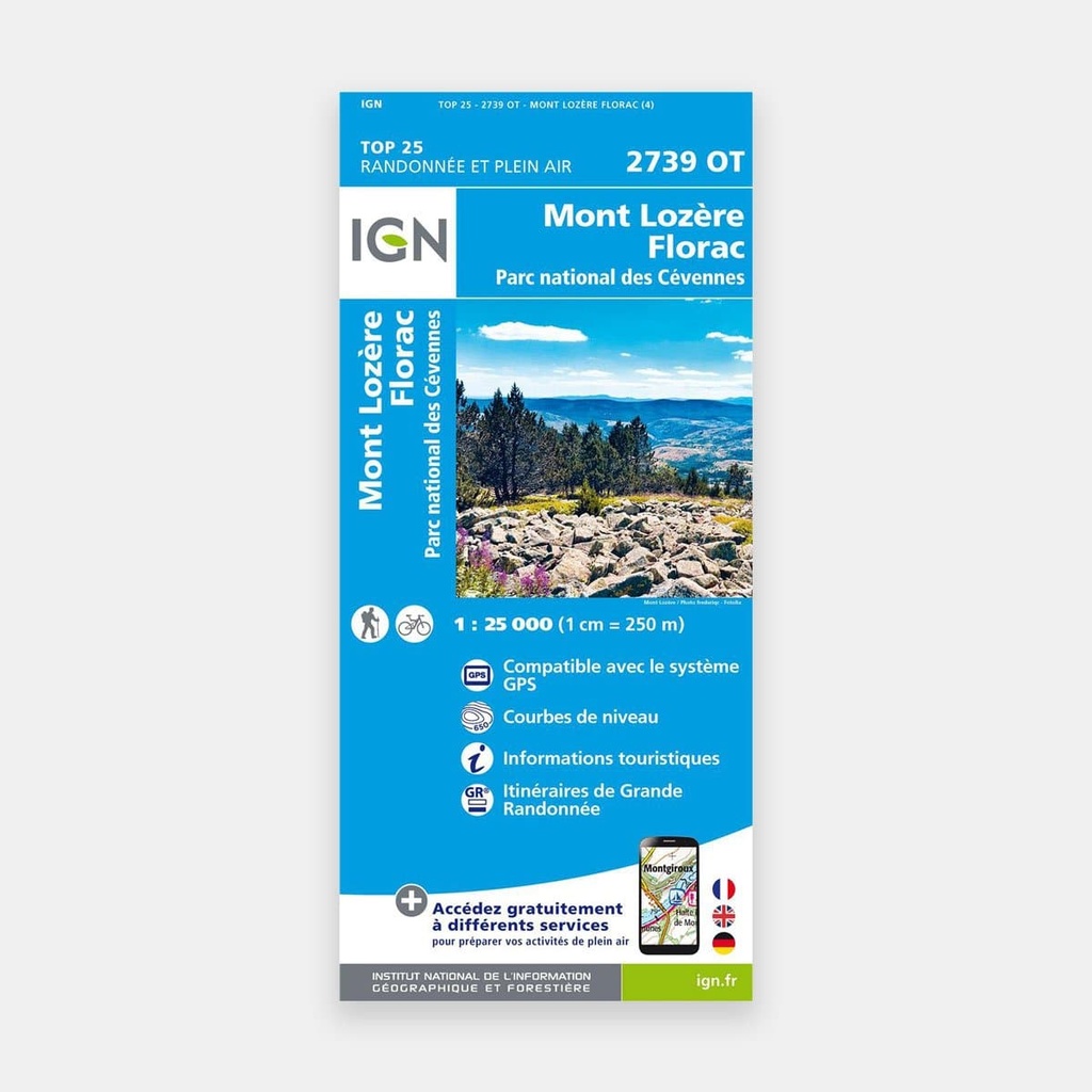 Mont Lozère / Florac PNR des Cévennes GPS 1/25 2739OT