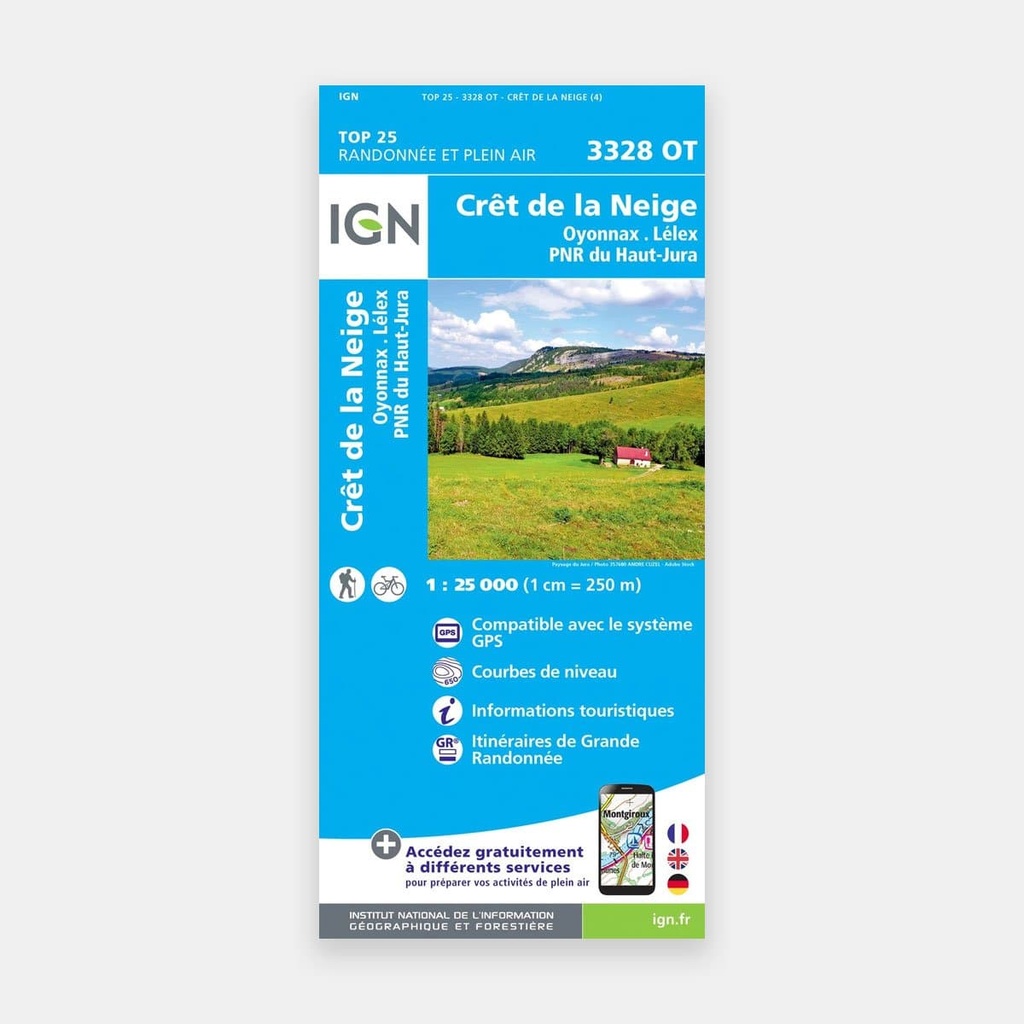 Crêt de la Neige / Oyonnax / Lélex / PNR Haut Jura 1/25 3328OT