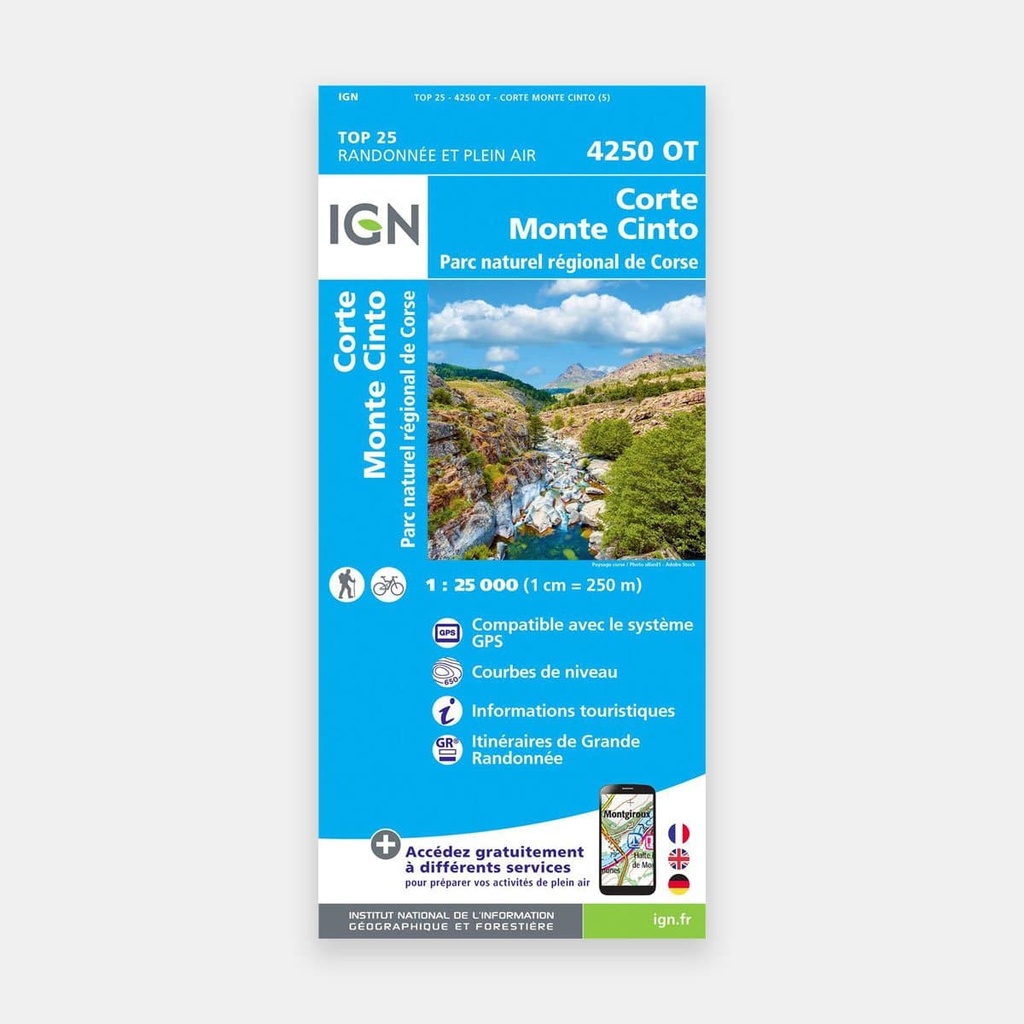 Corte / Monte Cinto / PNR de Corse 1/25 4250OT