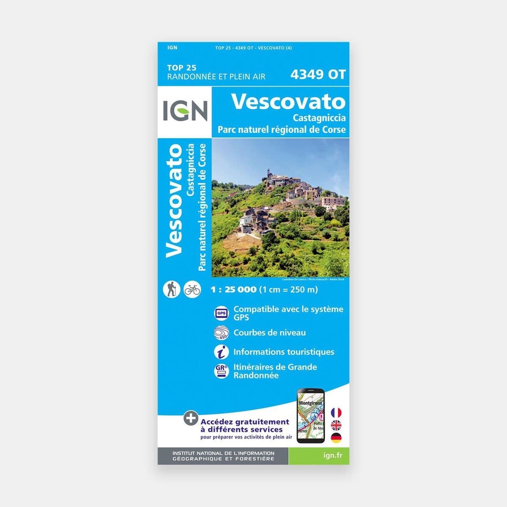 Vescovato / Castagniccia / PNR de Corse GPS 1/25 4349OT
