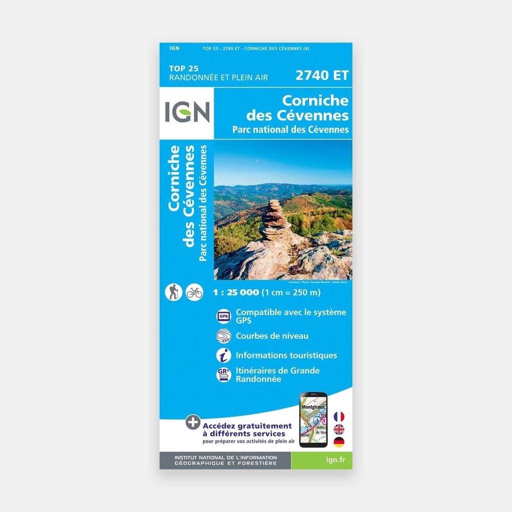 Corniche des Cévennes - Parc national des Cévennes 1/25 2740ET