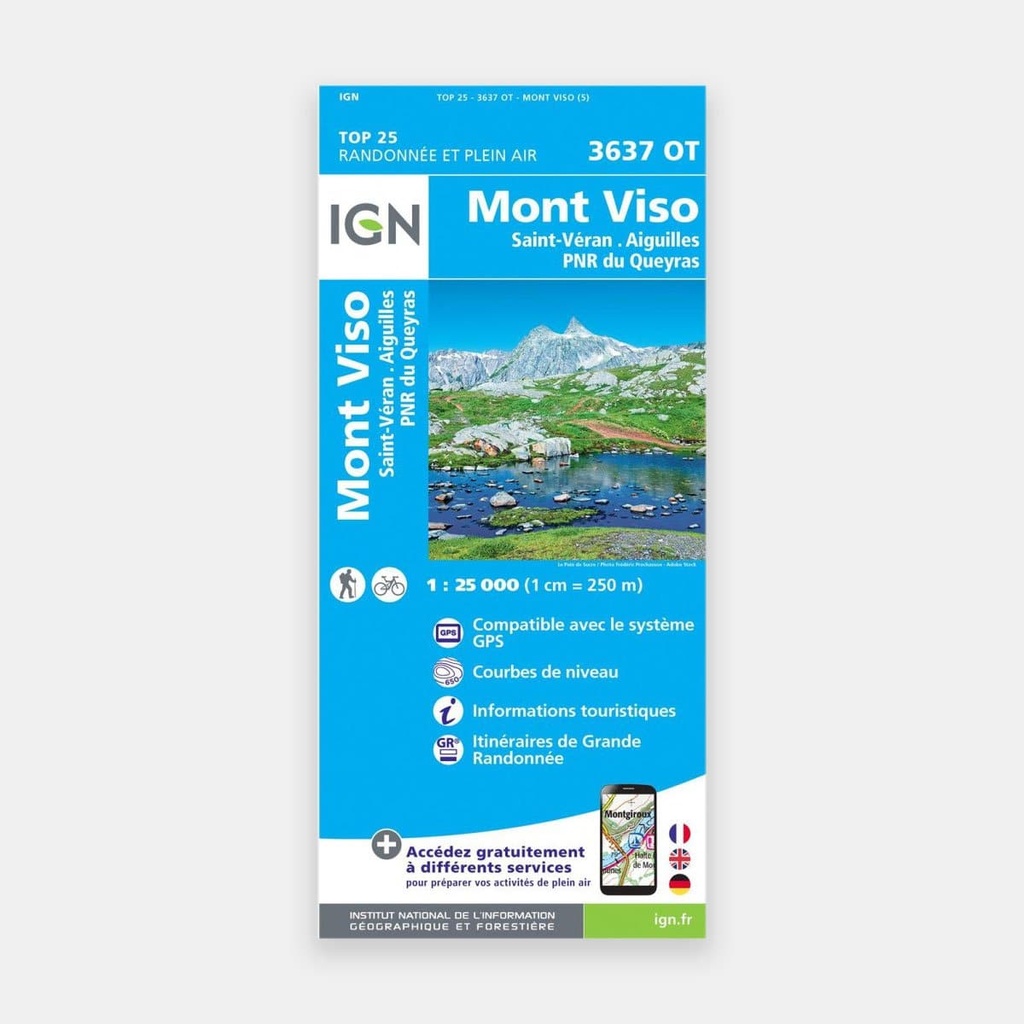 Mont Viso - St-Véran - Aiguilles - PNR du Queyras 1/25 3637OT