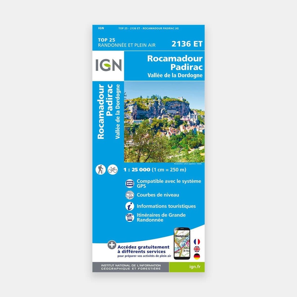 Rocamadour - Padirac - Vallée de la Dordogne 1/25 2136ET