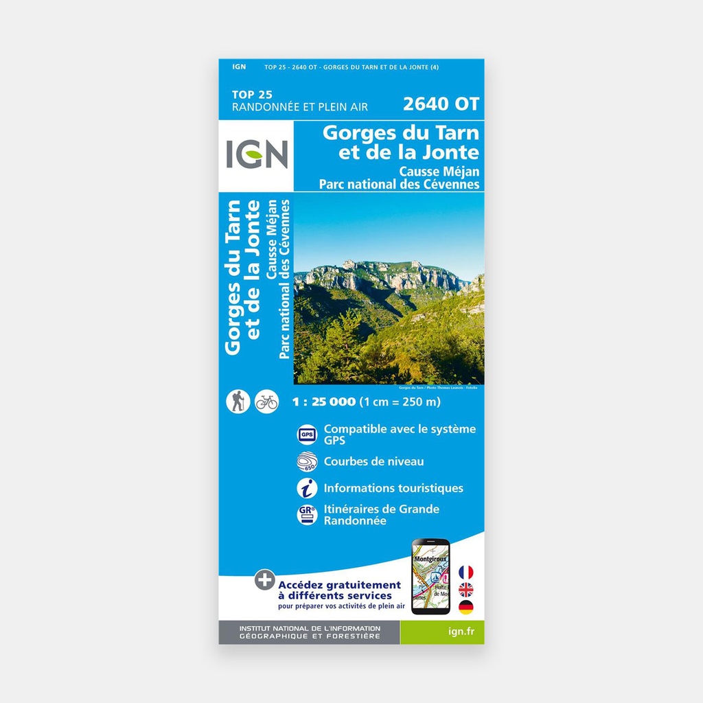 Gorges du Tarn et de la Jonte - Causse Méjan - PN des Cévennes 1/25 2640OT